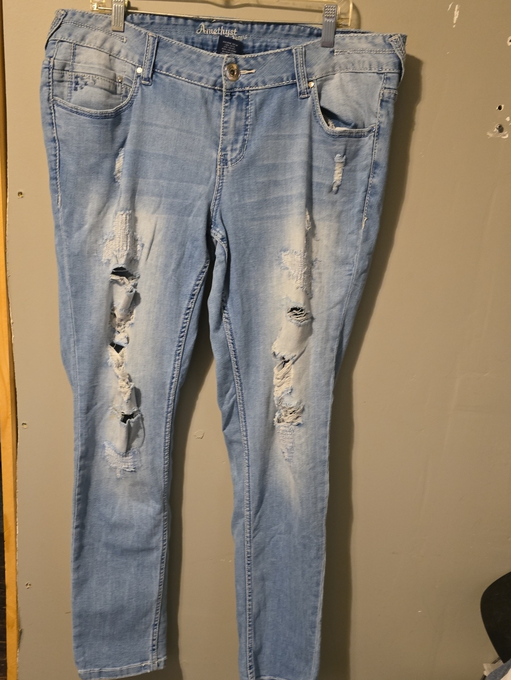 Amethyst Jeans Light Blue Ripped Skinny Women's Jeans